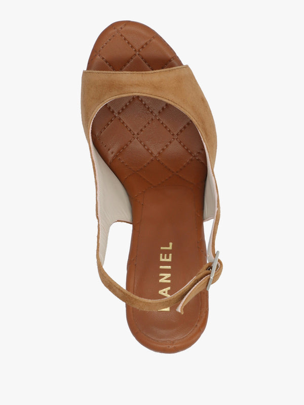 Margot Tan Suede Sculpted Wedge Sandals