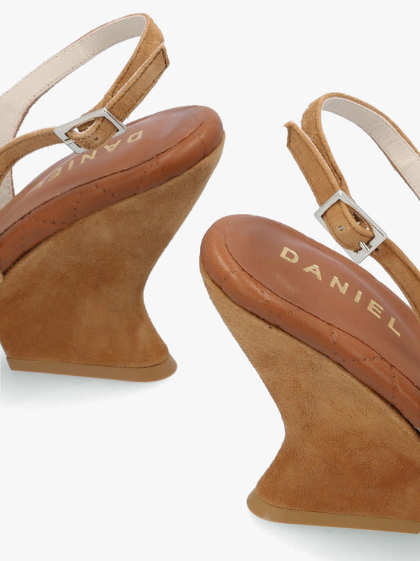 Margot Tan Suede Sculpted Wedge Sandals