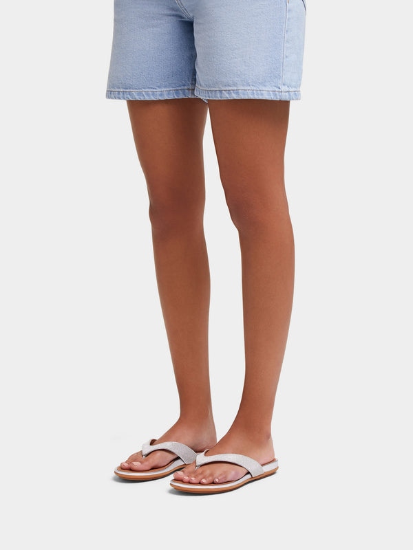 Gracie Shimmerlux Silver Flip Flops