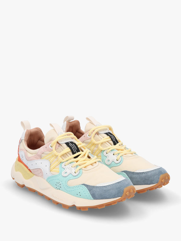 Women's Yamano 3 Light Blue Beige Suede & Technical Fabric Trainers