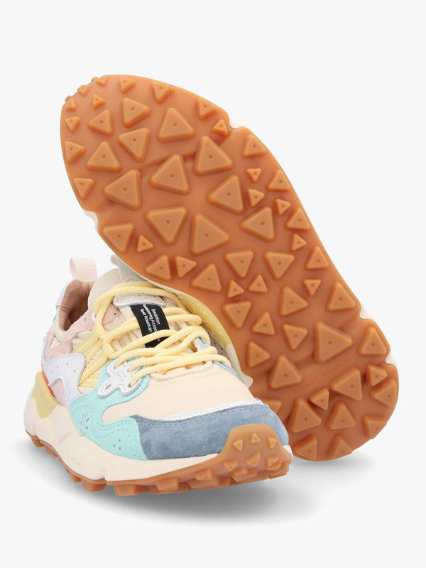 Women's Yamano 3 Light Blue Beige Suede & Technical Fabric Trainers