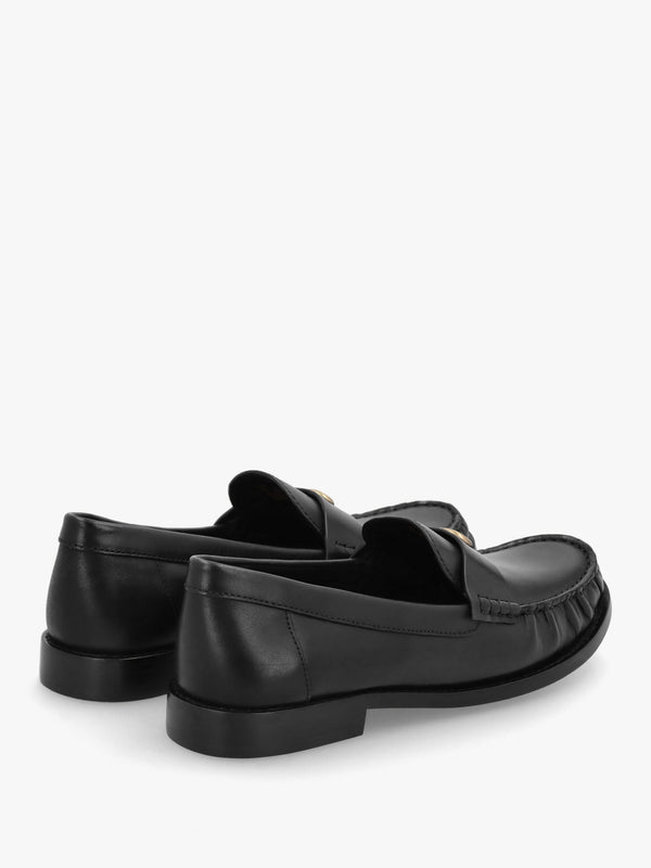 Jolene Black Leather Loafers