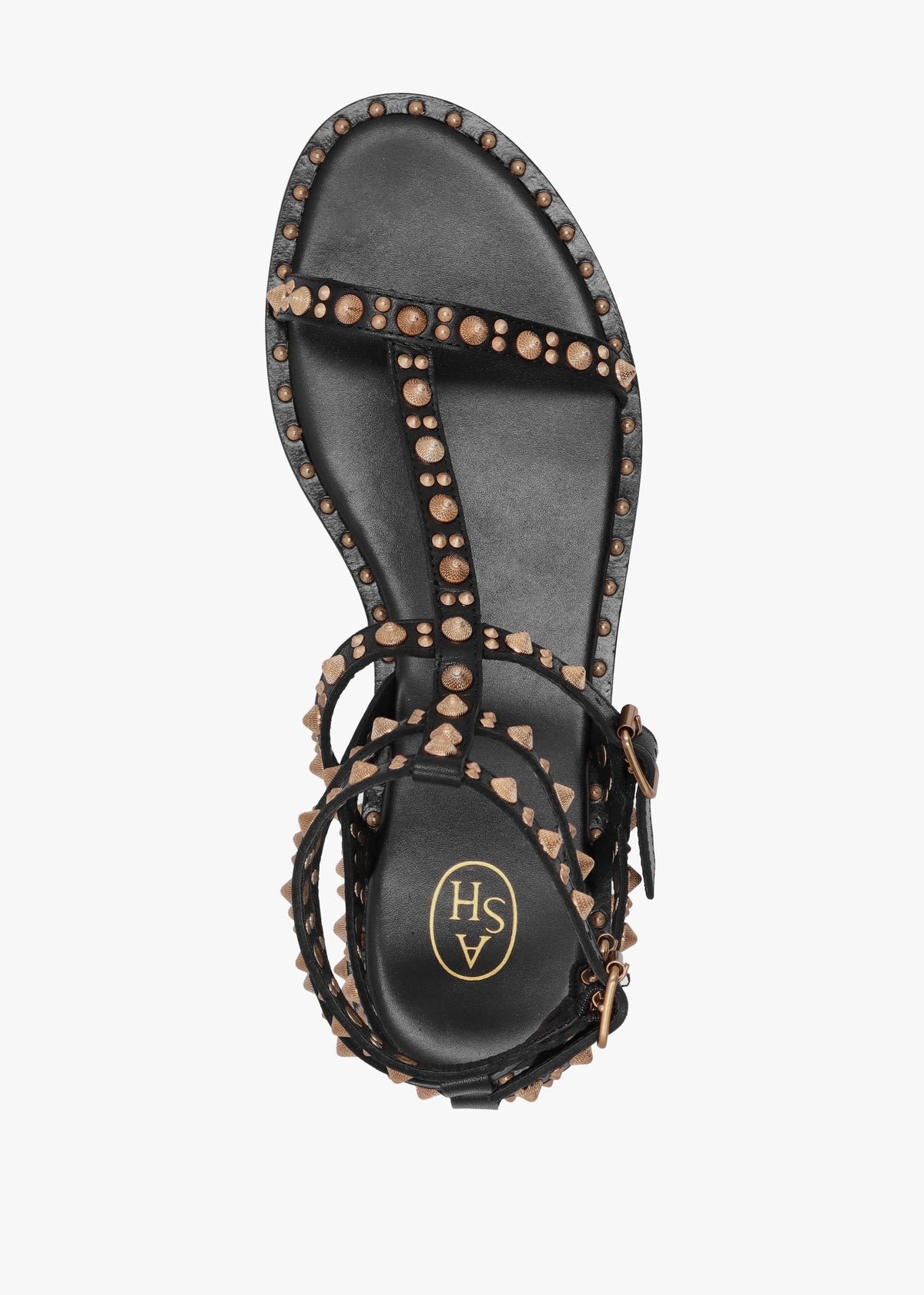 Pepper Black Leather Studded Gladiator Sandals