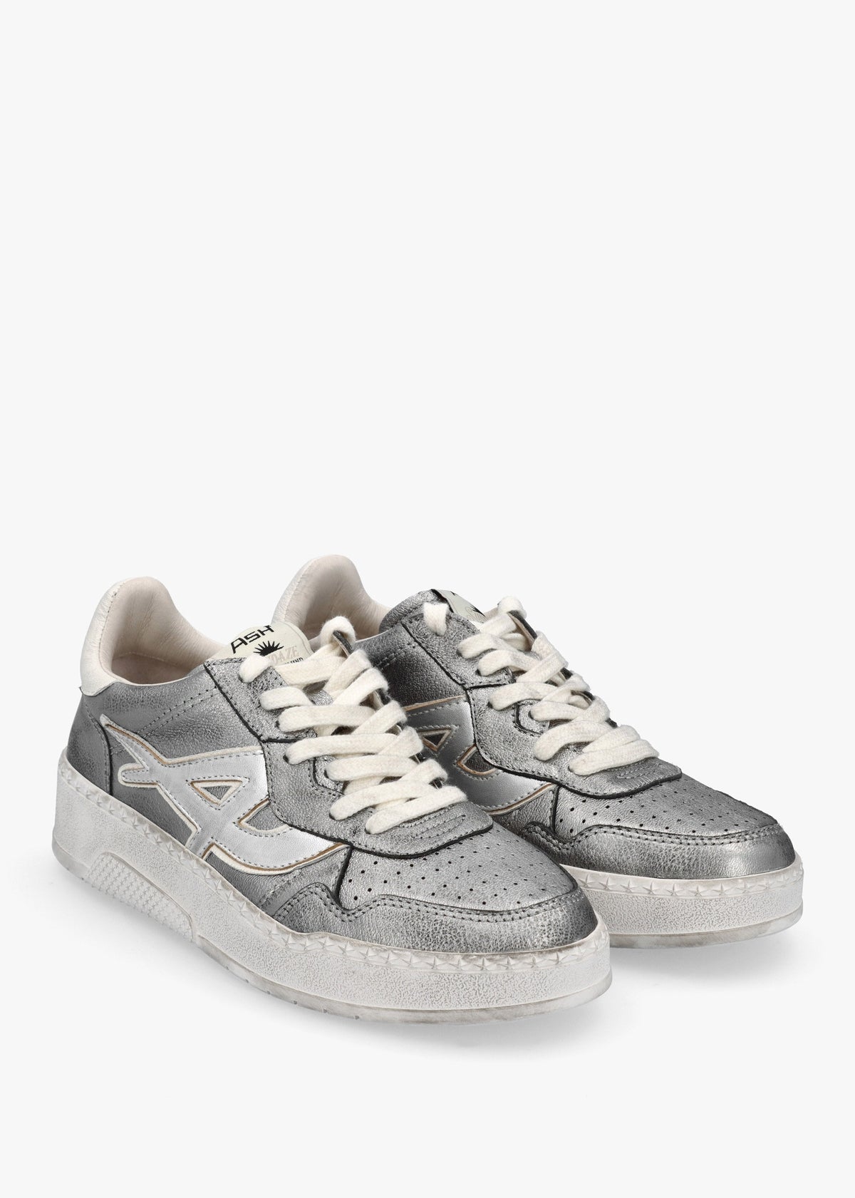 Starlight Bis Dark Silver White Leather Trainers
