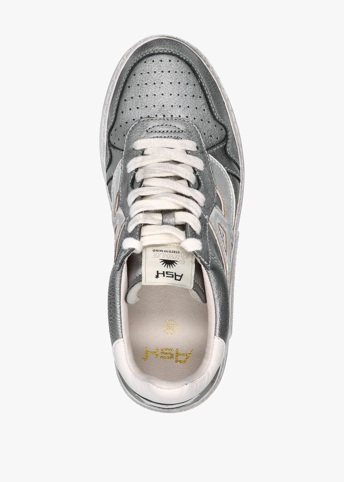 Starlight Bis Dark Silver White Leather Trainers
