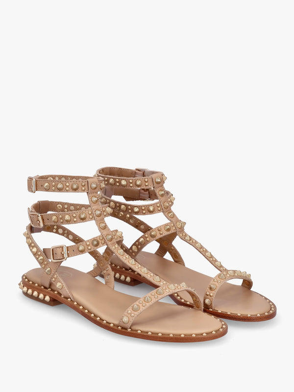 Pepper Skin Leather Studded Gladiator Sandals