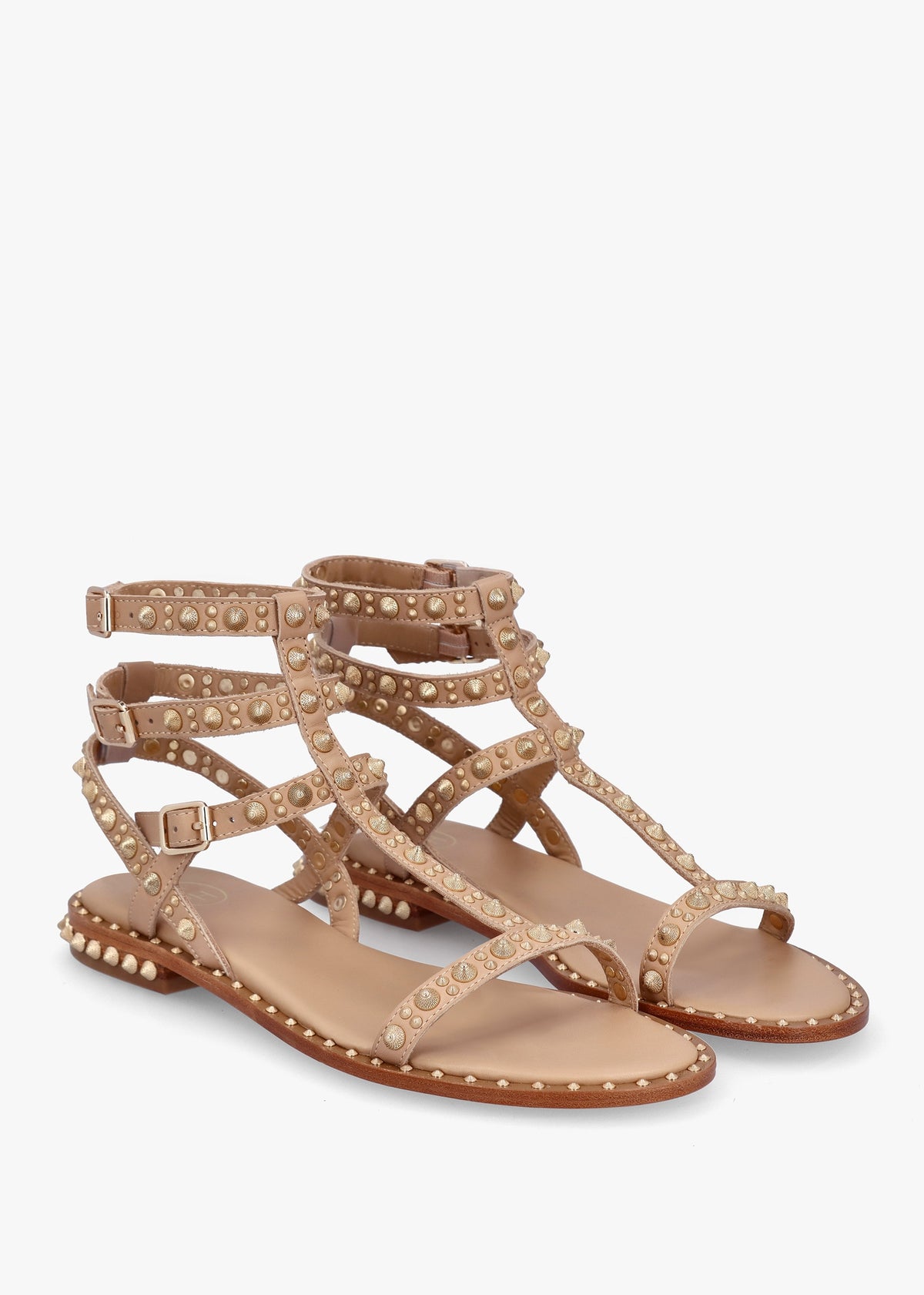 Pepper Skin Leather Studded Gladiator Sandals
