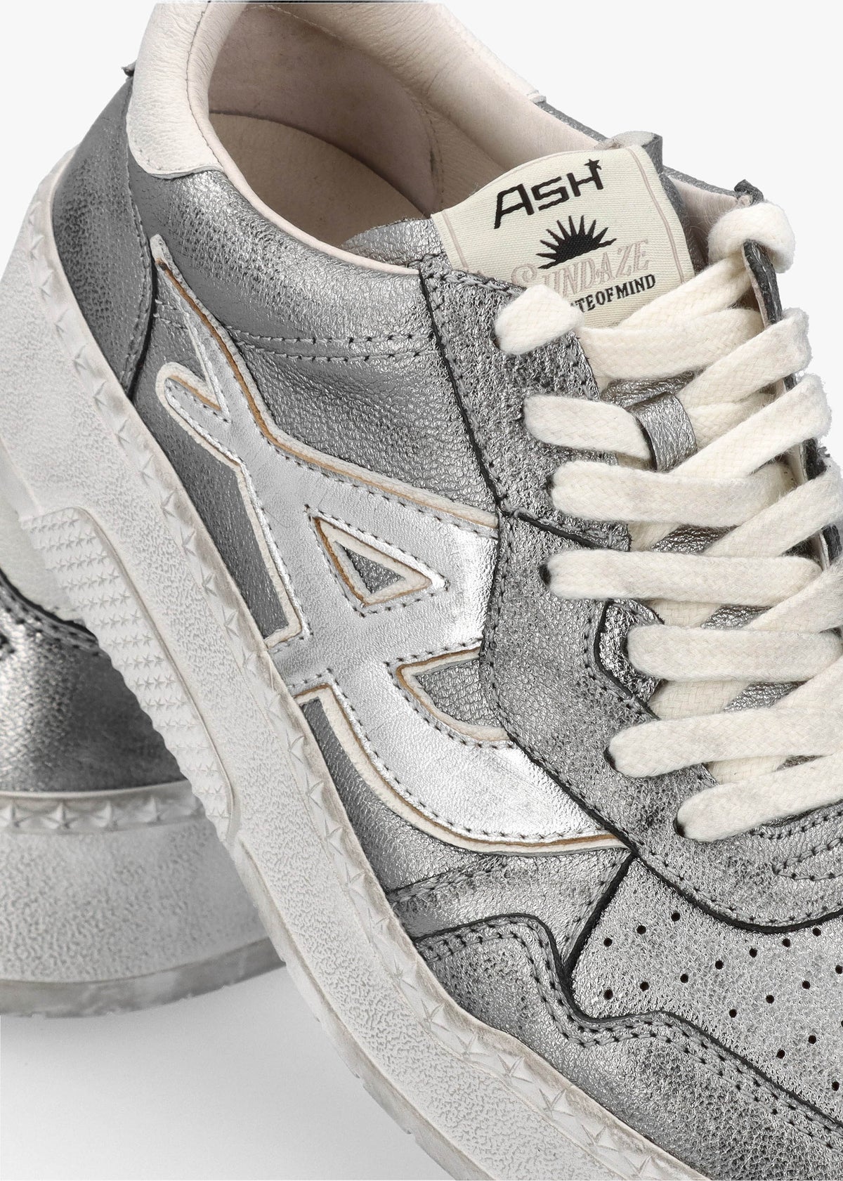 Starlight Bis Dark Silver White Leather Trainers