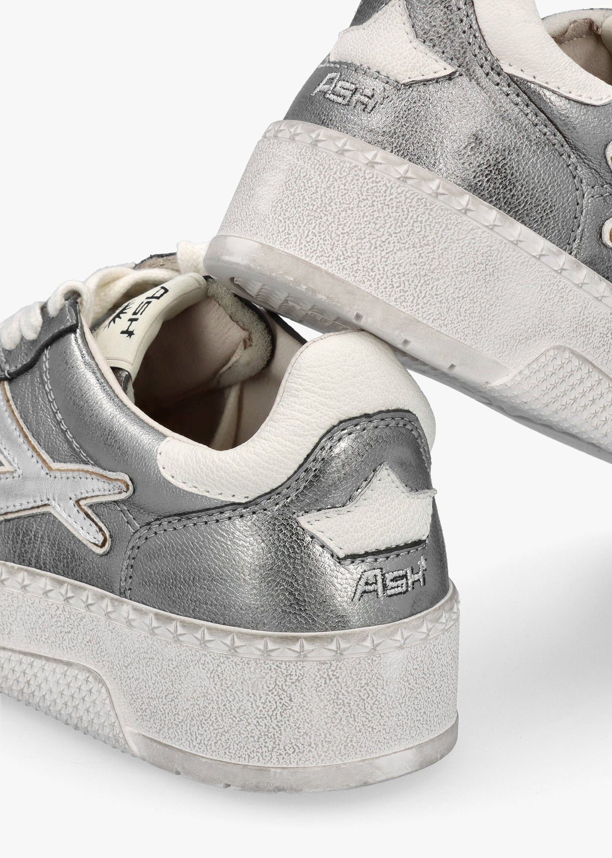 Starlight Bis Dark Silver White Leather Trainers