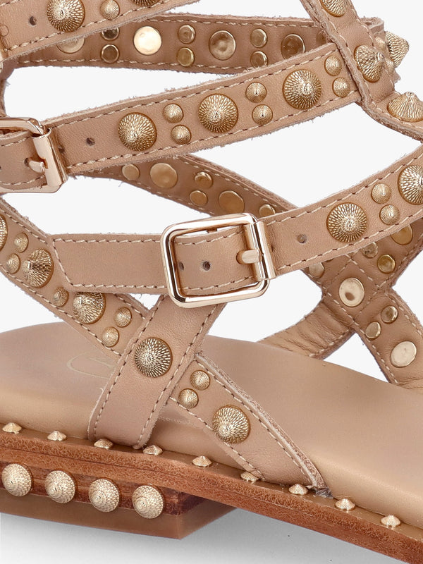 Pepper Skin Leather Studded Gladiator Sandals
