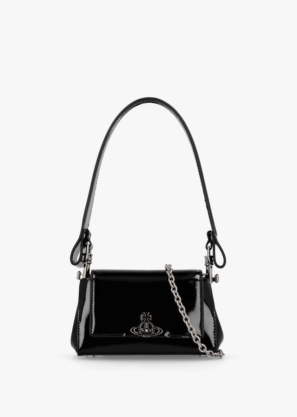 Small Hazel Black Recycled PU Shoulder Bag