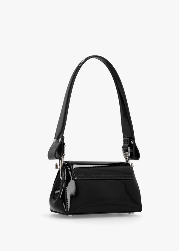 Small Hazel Black Recycled PU Shoulder Bag
