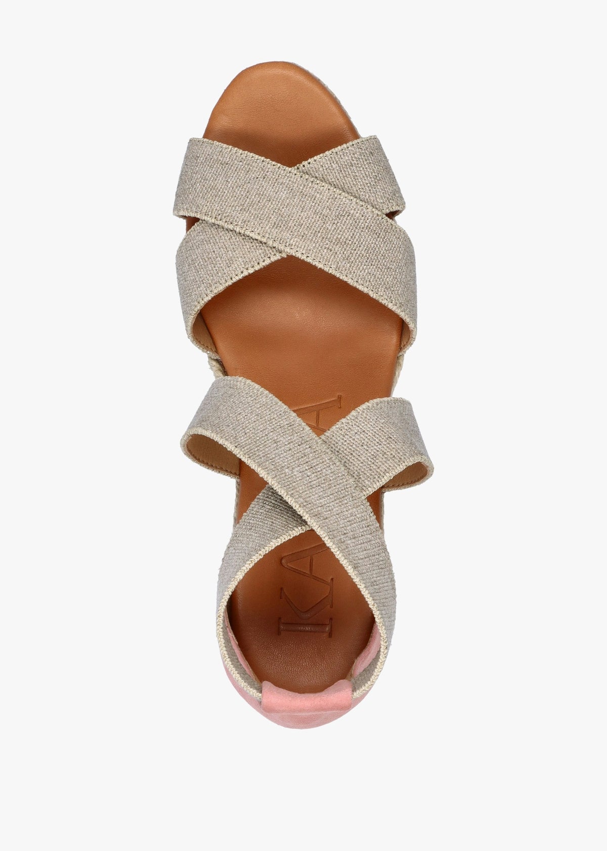Laura Beige Elasticated Cross Strap Wedge Espadrilles