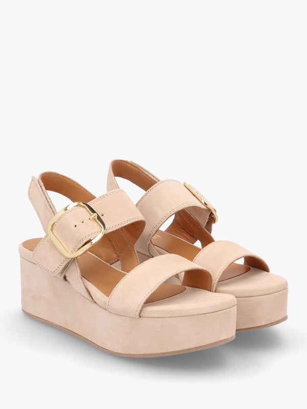 Altona Beige Suede Flatform Sandals