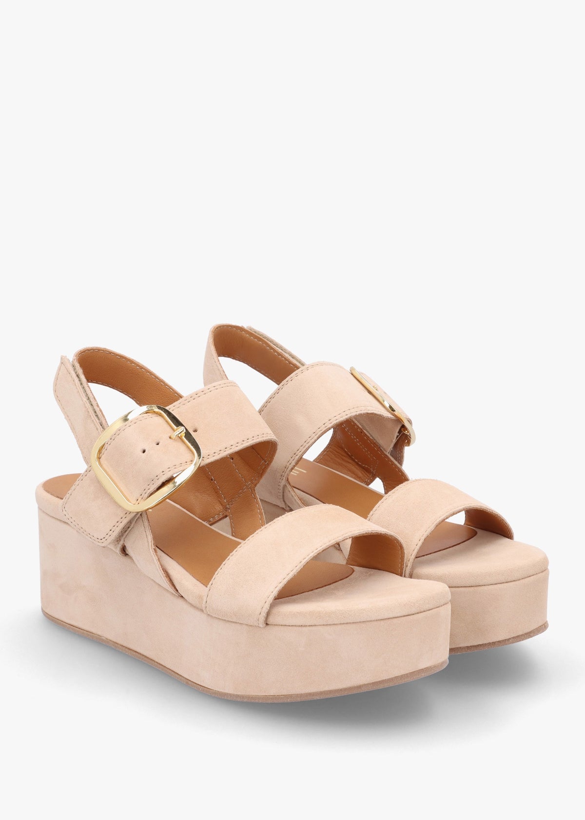 Altona Beige Suede Flatform Sandals