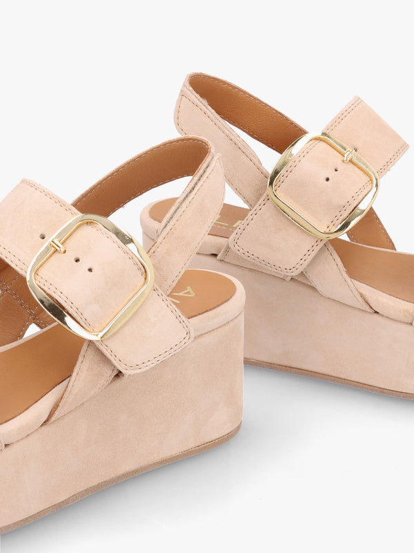 Altona Beige Suede Flatform Sandals