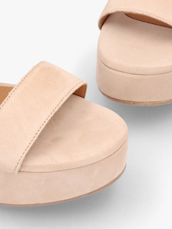 Altona Beige Suede Flatform Sandals