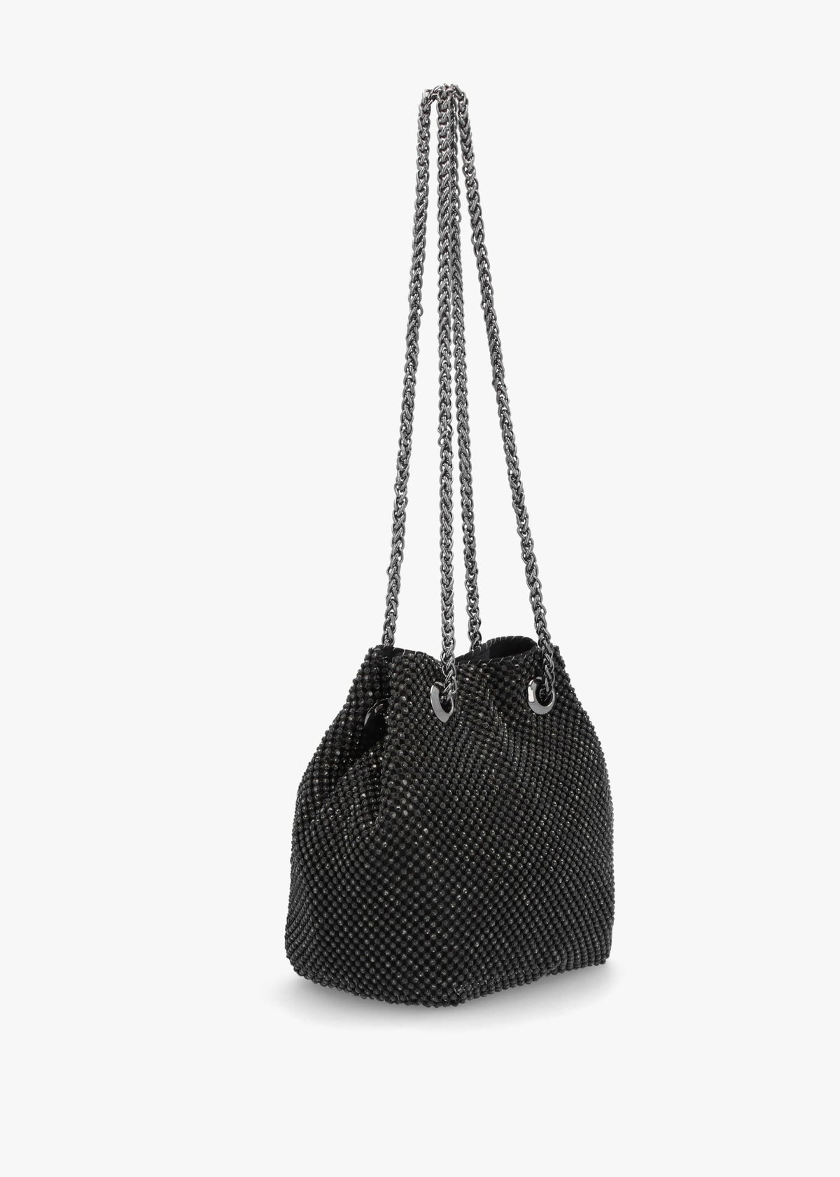 Lua Black Diamante Chain Mesh Pouch