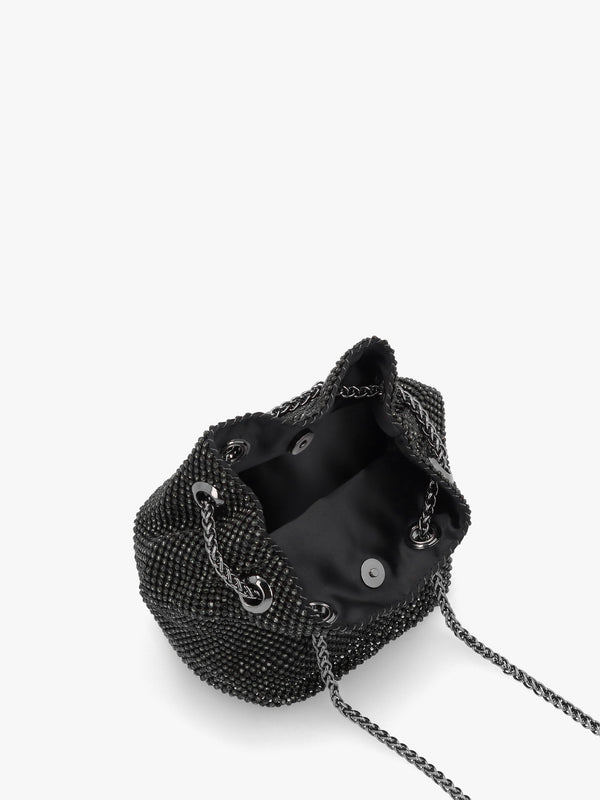 Lua Black Diamante Chain Mesh Pouch