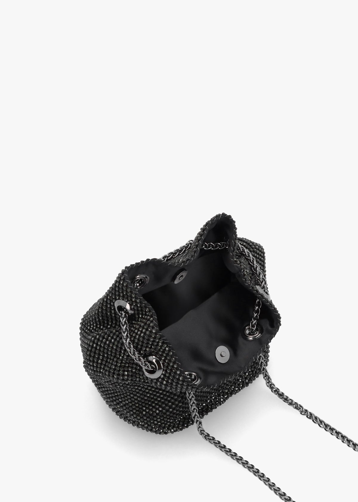 Lua Black Diamante Chain Mesh Pouch