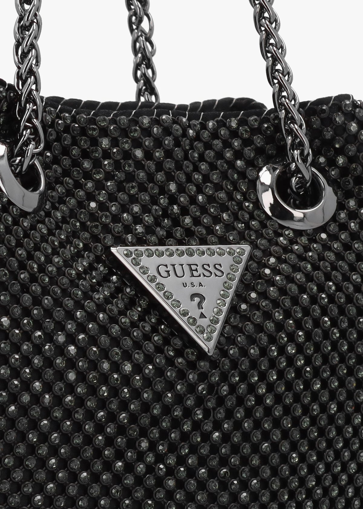 Lua Black Diamante Chain Mesh Pouch