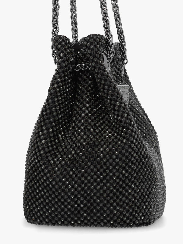 Lua Black Diamante Chain Mesh Pouch
