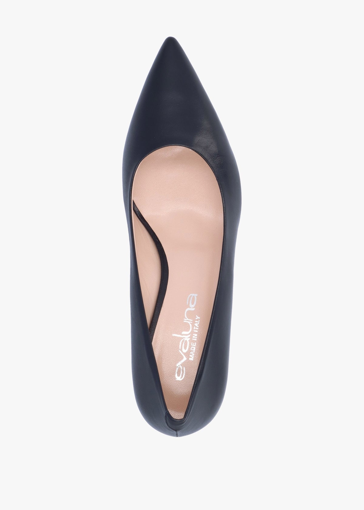 Navy Leather Low Heel Court Shoes