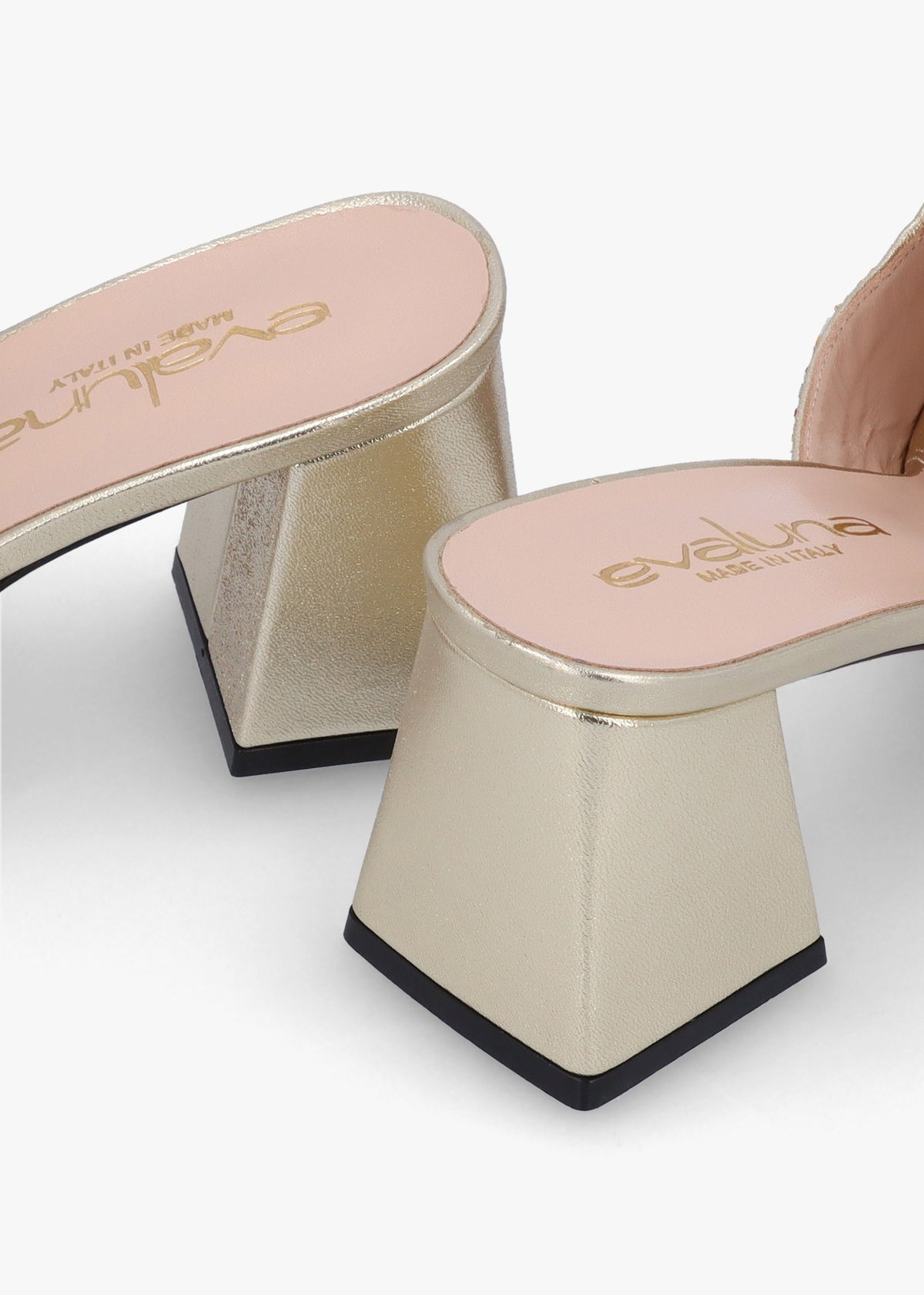 Gold Woven Block Heel Mules