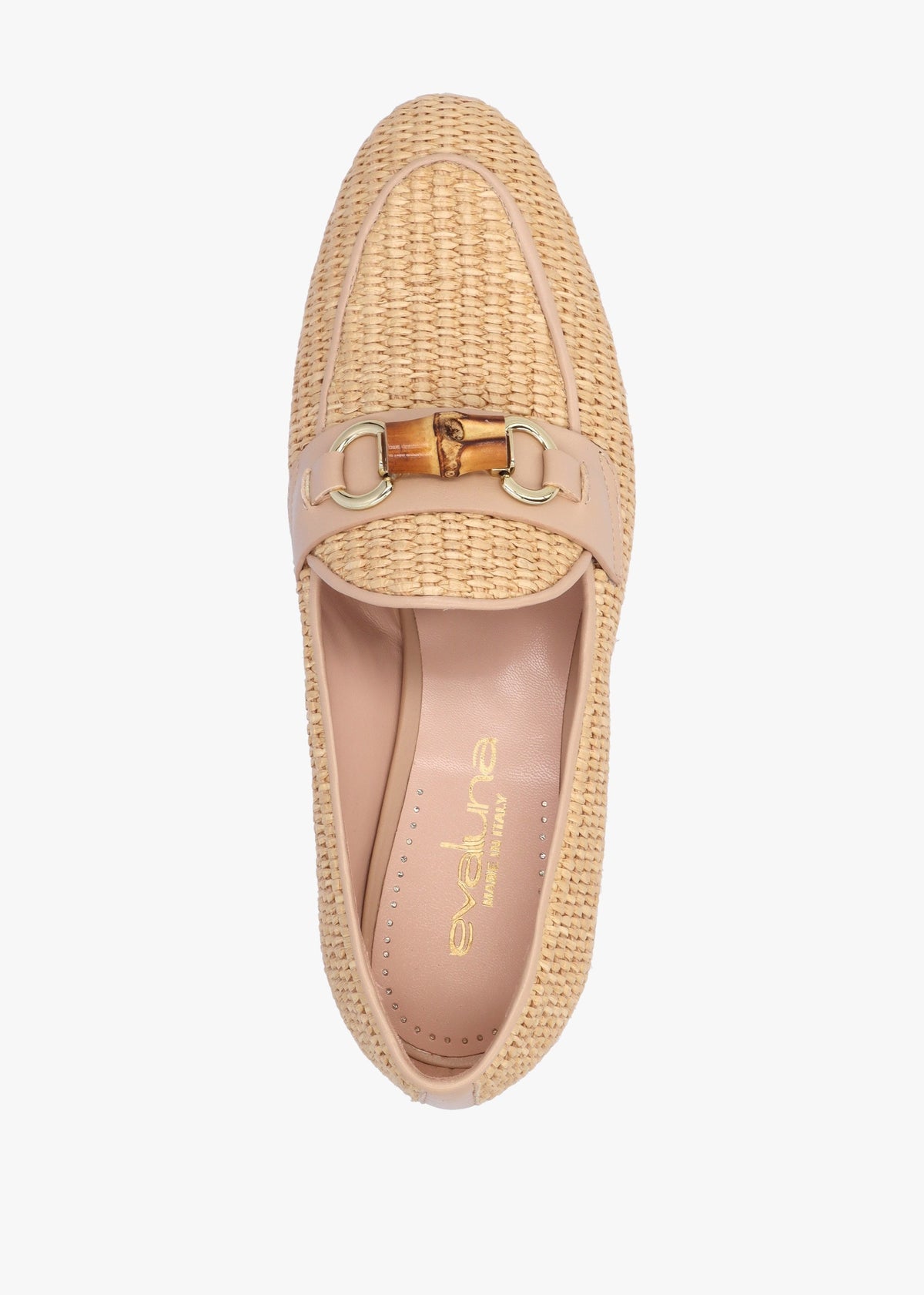 Beige Woven Raffia Loafers