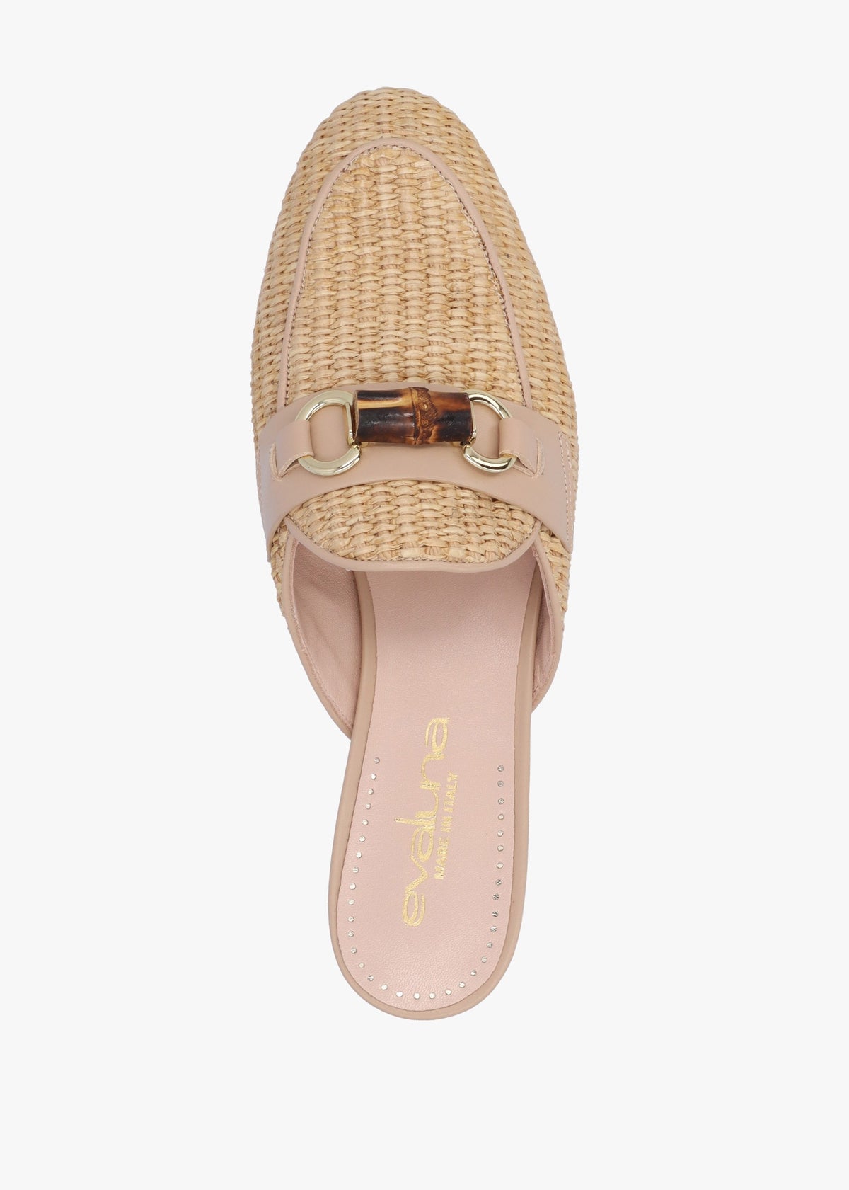 Beige Woven Raffia Backless Loafers