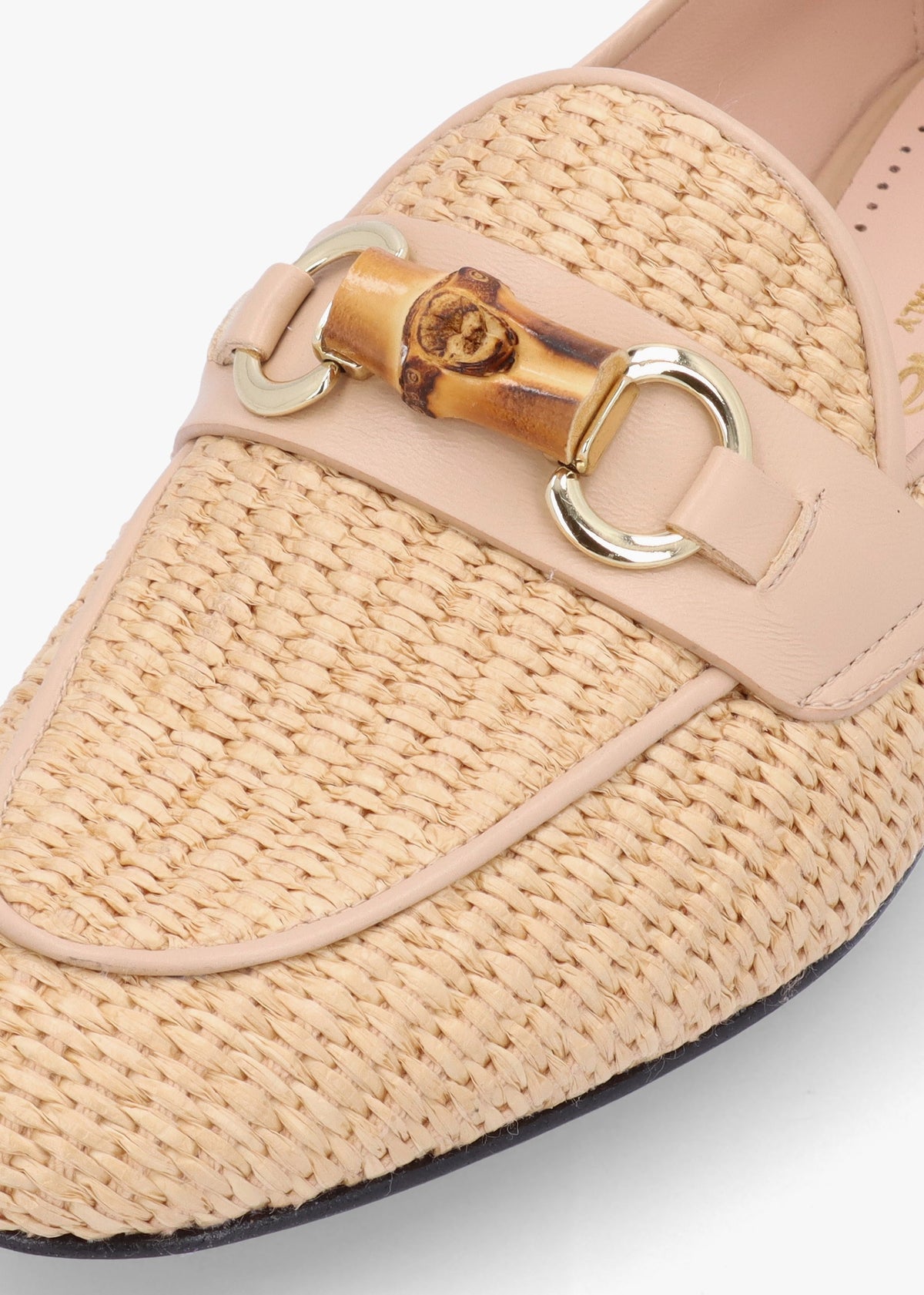 Beige Woven Raffia Loafers
