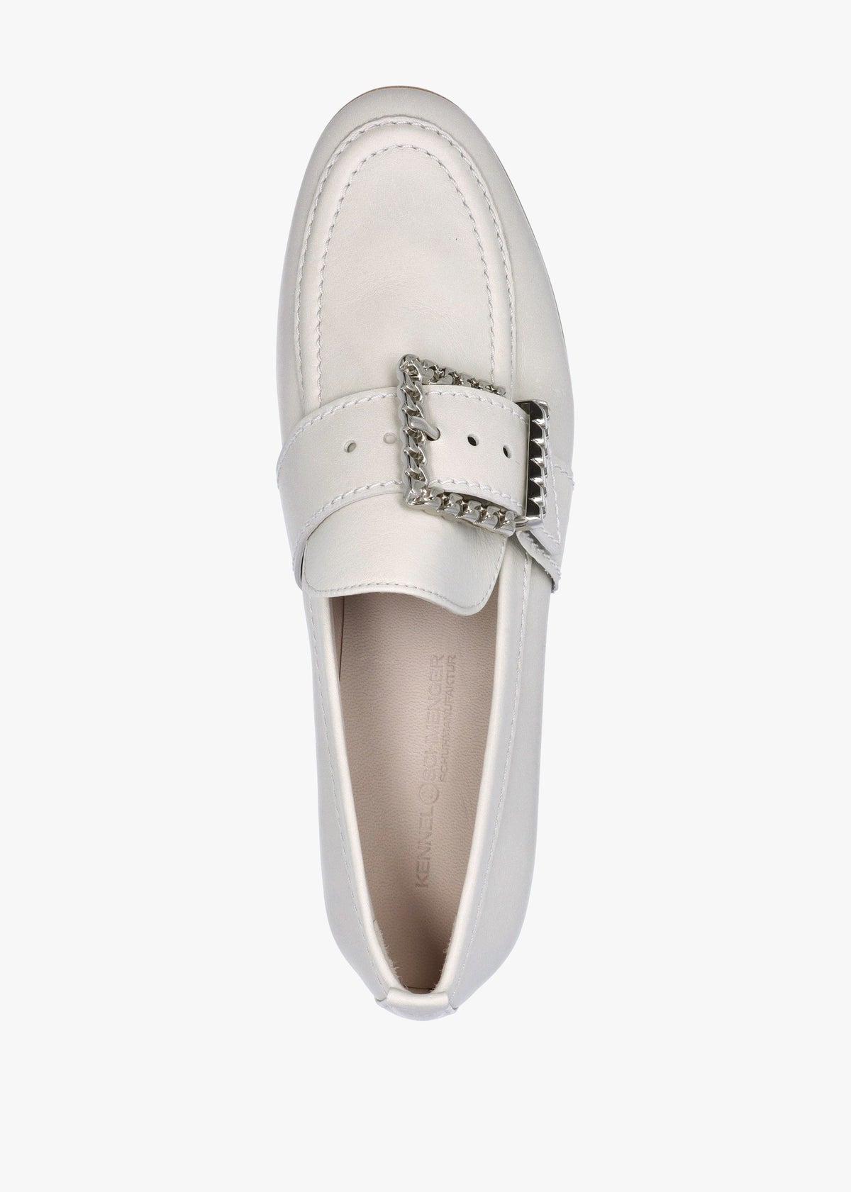 Emma Silver Grey Leather Buckle Loafers