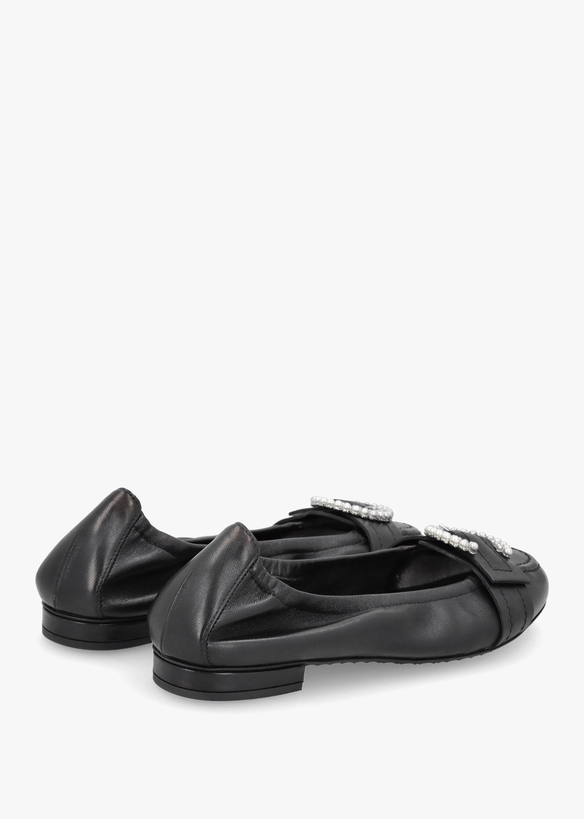 Malu Pearl Black Leather Ballet Pumps