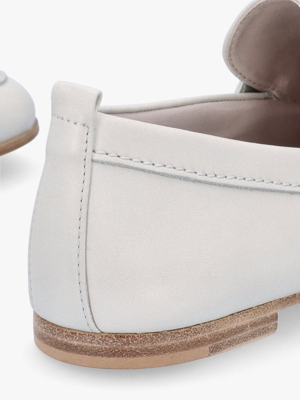 Emma Silver Grey Leather Buckle Loafers