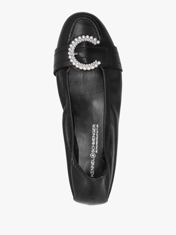 Malu Pearl Black Leather Ballet Pumps