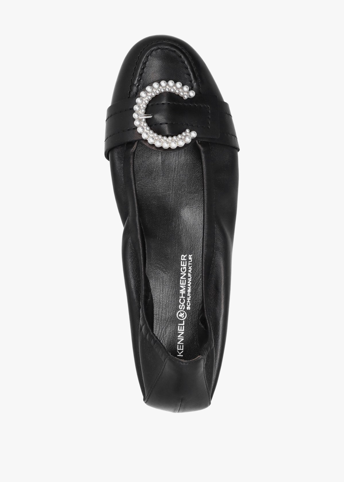Malu Pearl Black Leather Ballet Pumps