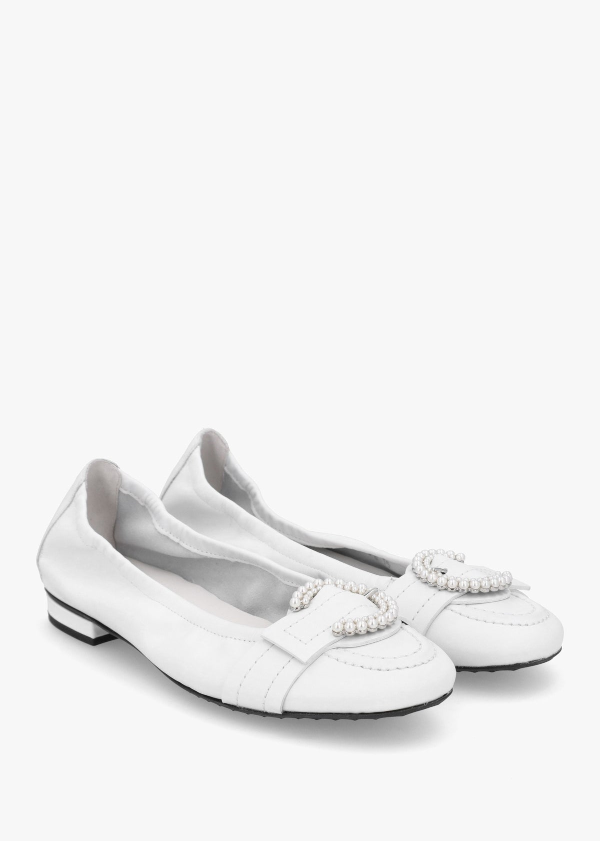 Malu Pearl Bianco Leather Ballet Pumps