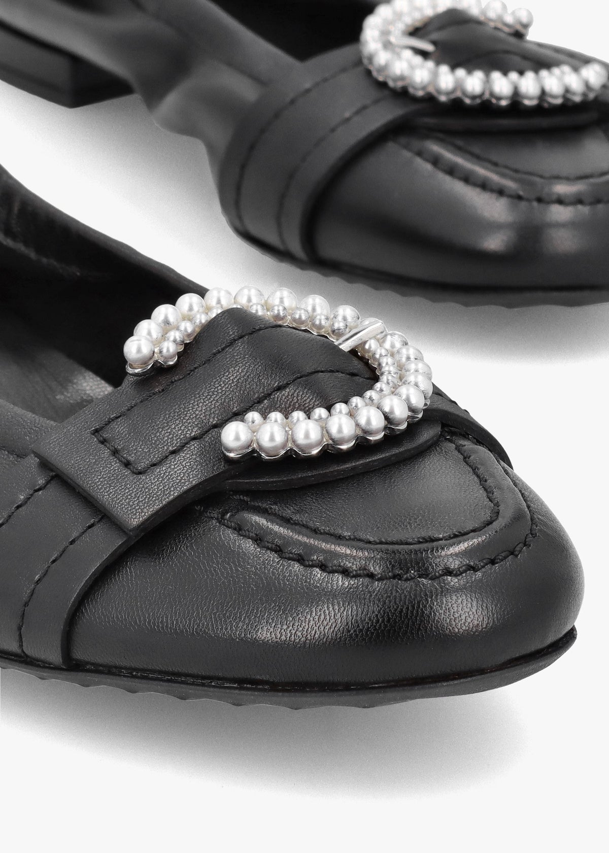 Malu Pearl Black Leather Ballet Pumps