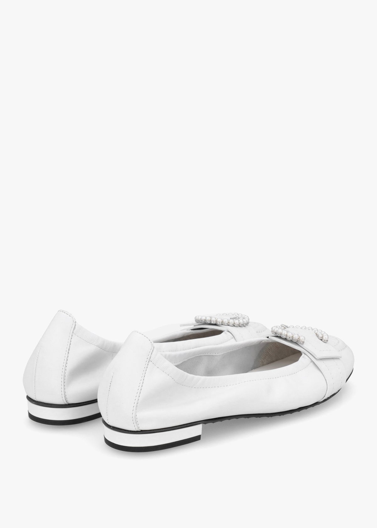 Malu Pearl Bianco Leather Ballet Pumps