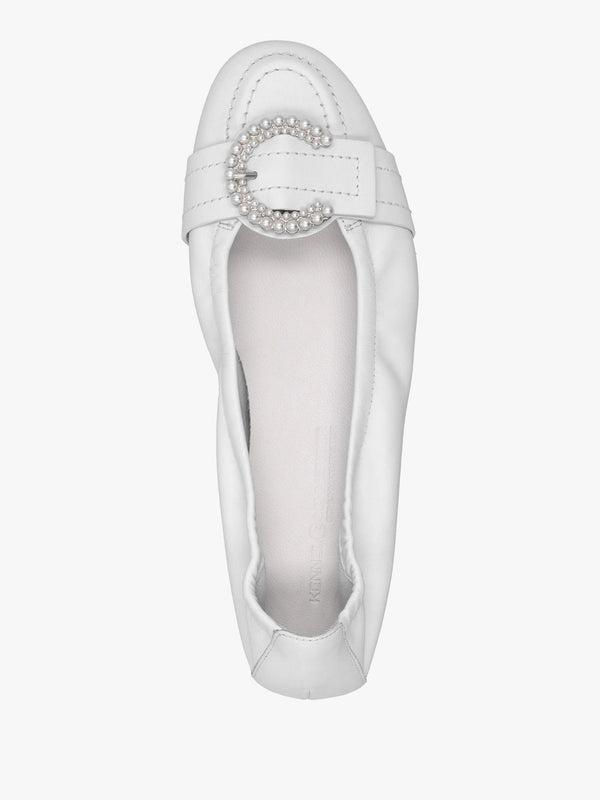 Malu Pearl Bianco Leather Ballet Pumps