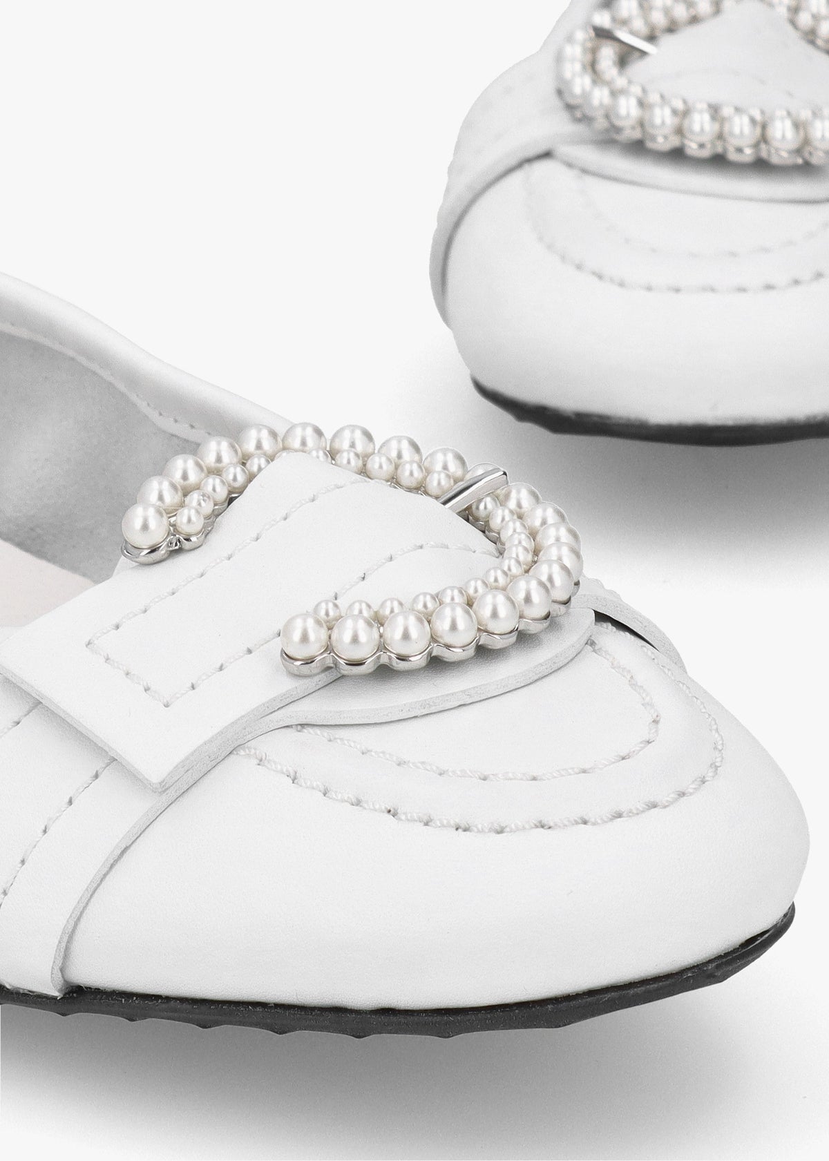 Malu Pearl Bianco Leather Ballet Pumps