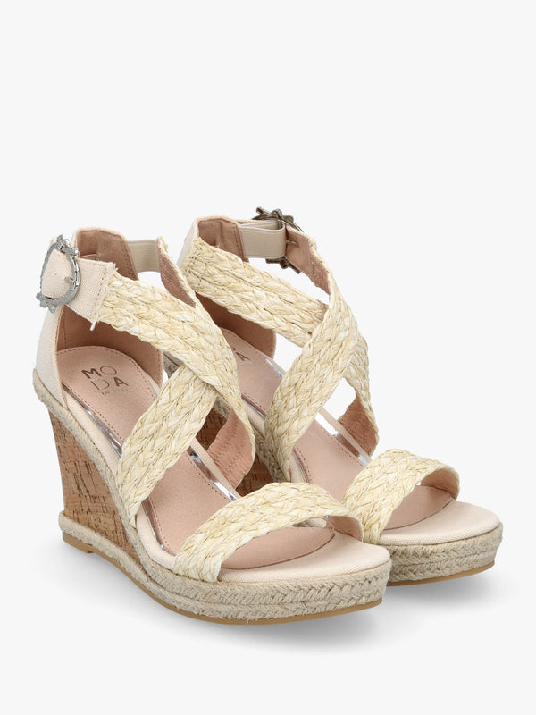 Pursuit Natural Textile Wedge Sandals
