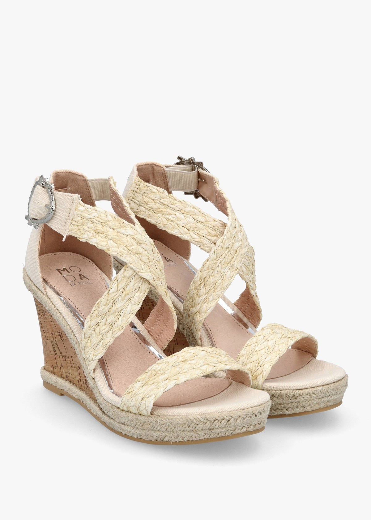 Pursuit Natural Textile Wedge Sandals