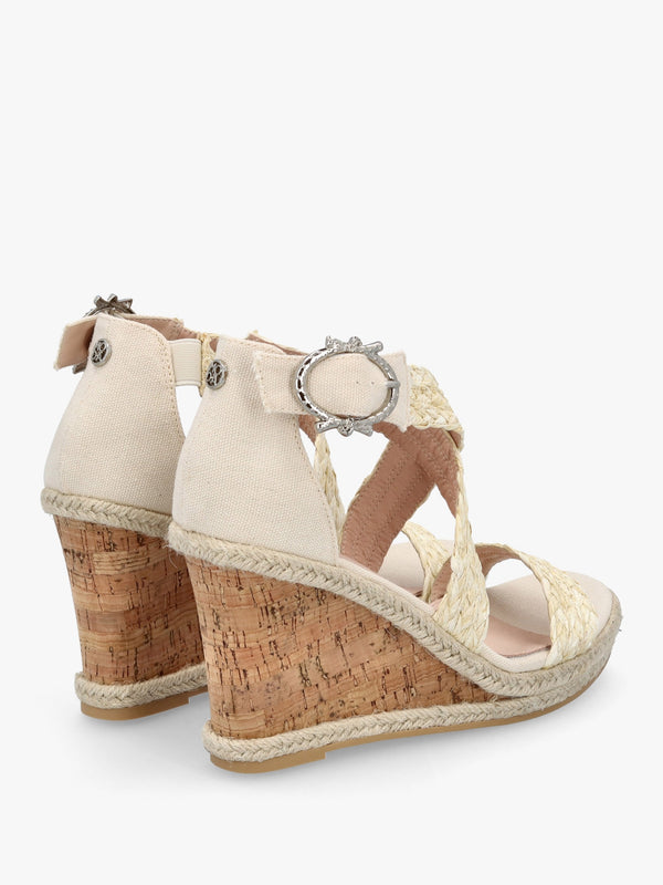 Pursuit Natural Textile Wedge Sandals
