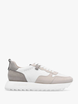 Pitch Neutral White & Grey Leather Trainers