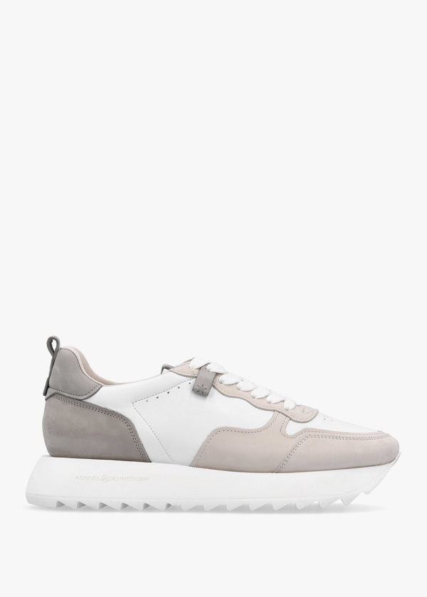 Pitch Neutral White & Grey Leather Trainers