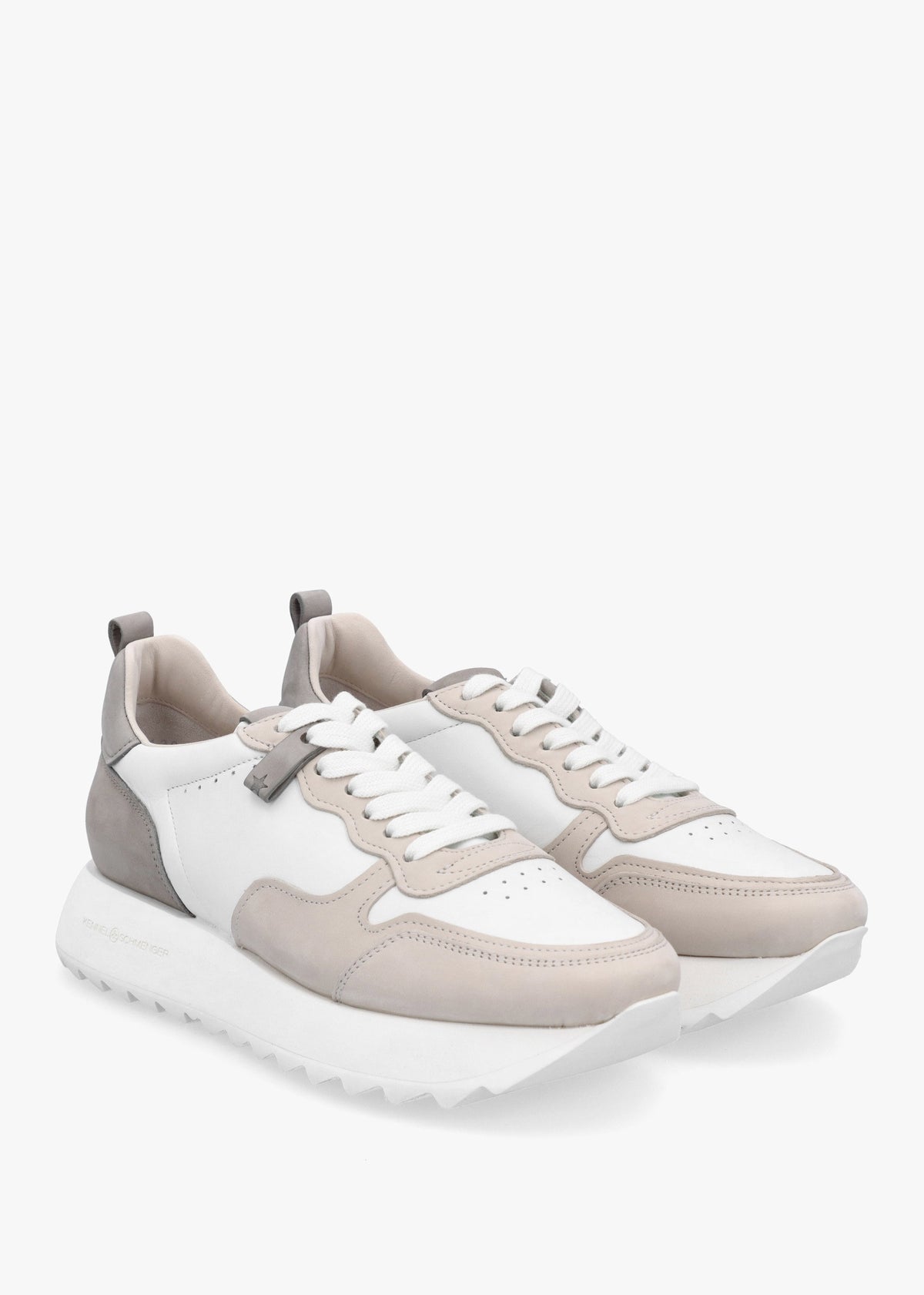 Pitch Neutral White & Grey Leather Trainers