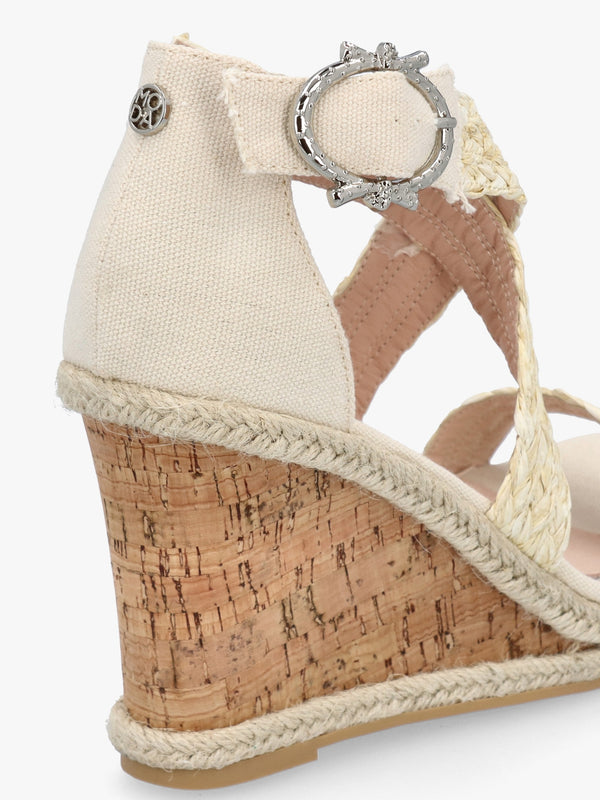 Pursuit Natural Textile Wedge Sandals