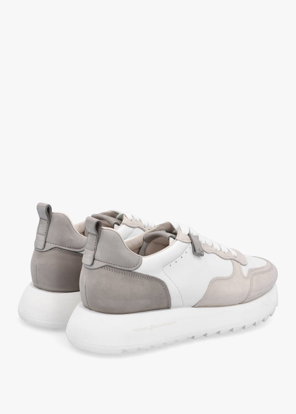 Pitch Neutral White & Grey Leather Trainers