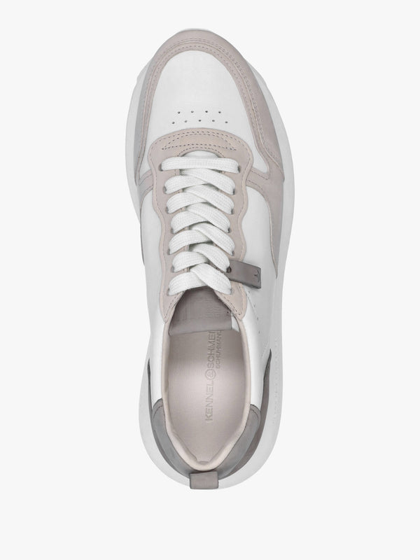 Pitch Neutral White & Grey Leather Trainers